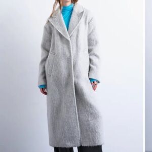 Topshop Women's Gray Long Oversized Coat Size Medium